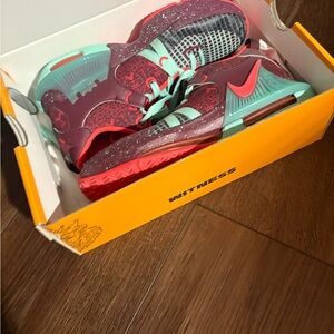 Nike LeBron Witness Sneakers in Red and Teal